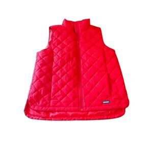 Lands End Womens Red Quilted Vest L 14-16 Lightweight Insulated Outerwear